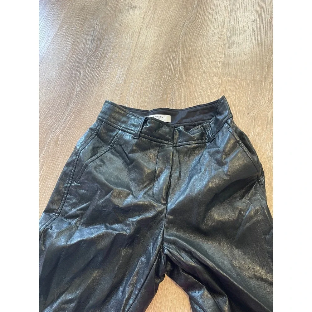 Babaton Command Pant Vegan Leather Black Straight Leg Trousers Size 00